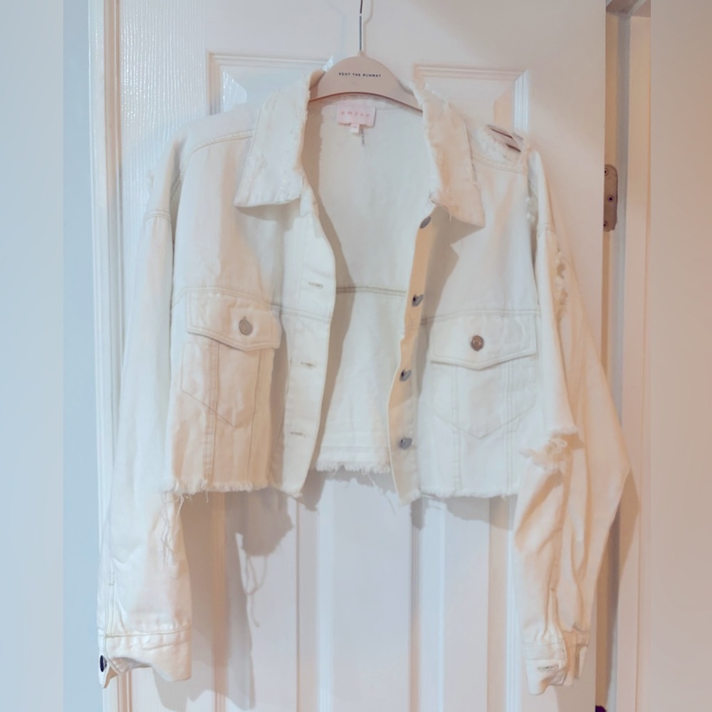 NWOT White Jean Jacket Cropped